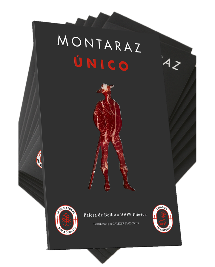 Montaraz Único - Paleta de bellota 100% ibérica loncheada (25 sobres de 100g)